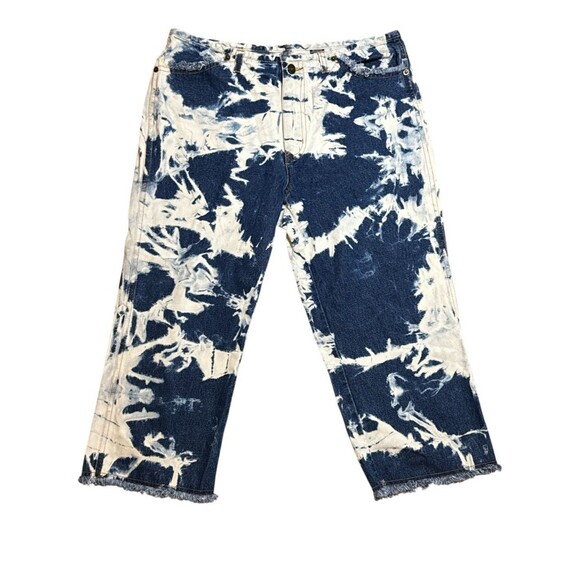 Kyoto Kasuals EST. 1996 Vintage Y2K Denim Bleach Wash Cropped Capri Size 9/10 - Picture 1 of 8